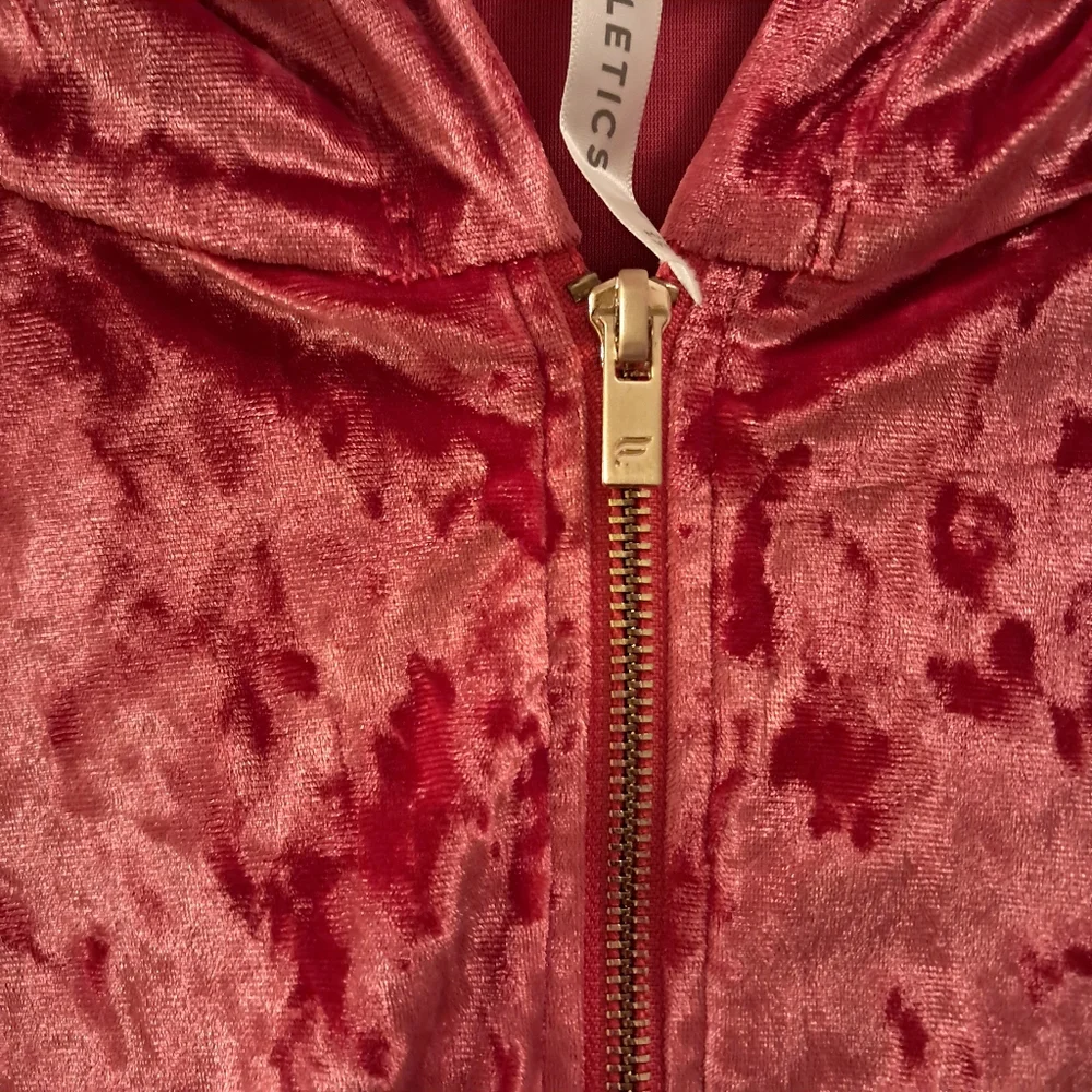 Fabletics Crushed Velvet Pants M Jacket Large Set Go To Wide Leg Strawberry Red